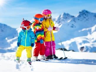 children skiing