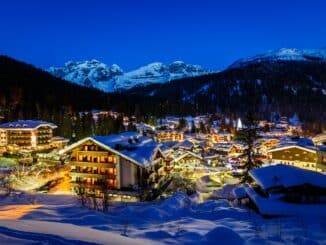 ski village at night
